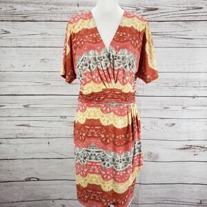 BCBGMAXAZRIA Women's Tereza Surplice Neck Faux Wrap Dress Size Large